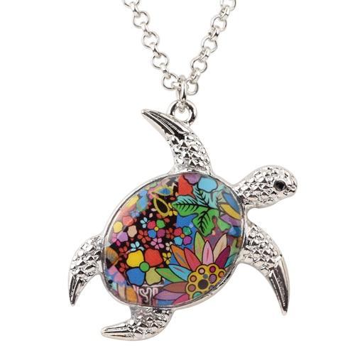 Enamel Turtle Necklaces for Women Pendant Necklaces Bonsny Official Store Pattern A