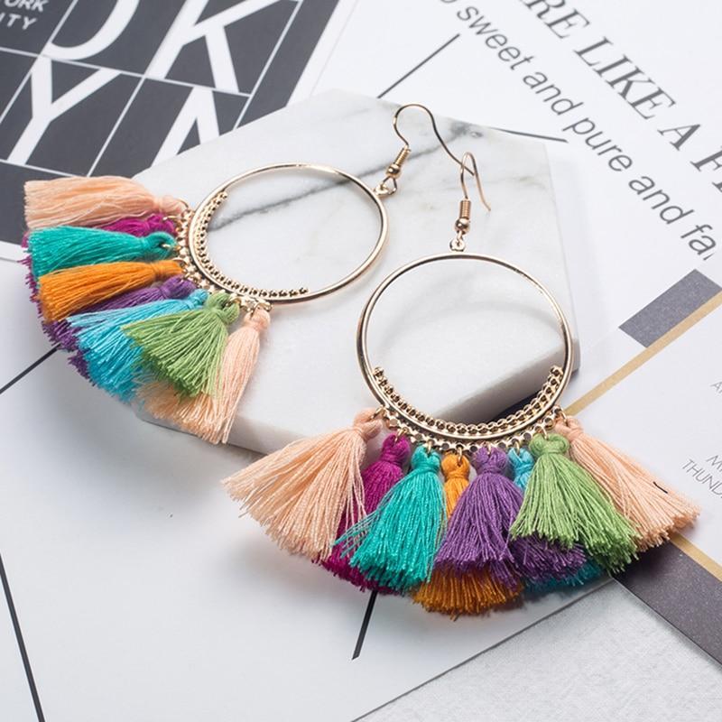 Ethnic Circle Fringed Tassel Earrings Drop Earrings Shine Lives Store