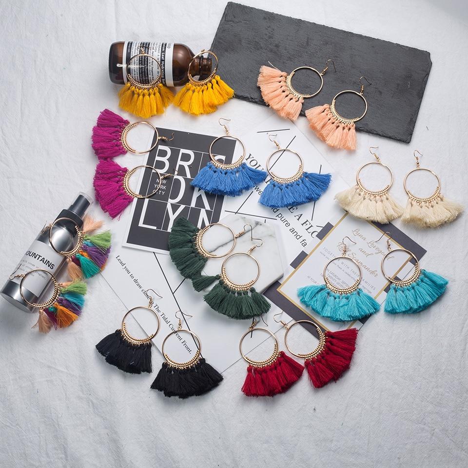 Ethnic Circle Fringed Tassel Earrings Drop Earrings Shine Lives Store