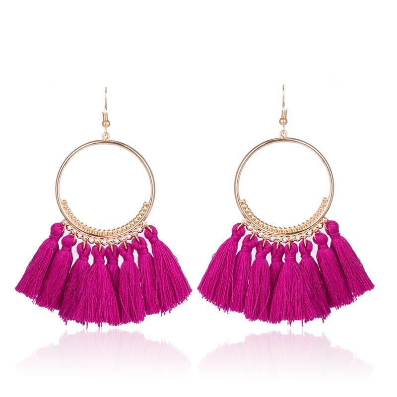 Ethnic Circle Fringed Tassel Earrings Drop Earrings Shine Lives Store