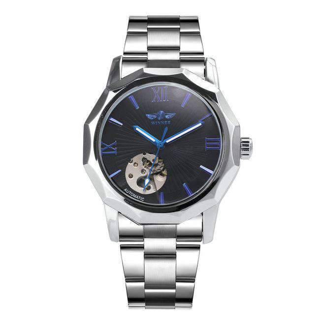 Exotic Dodecagon Skeleton Design Mechanical Watch For Men Mechanical Watches T-WINNER Official Store BLACK Steel
