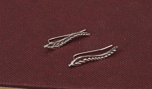 Exquisite Stud Earrings with Leaf Design Stud Earrings Welcome to XXZHJ Store Silver
