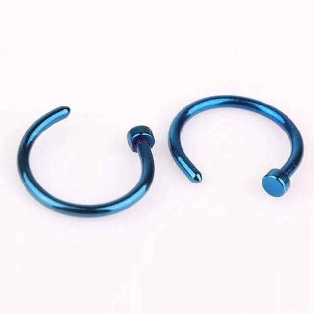 Fake Septum Titanium Nose Ring And Body Clip Hoop Jewelry for Women Body Jewelry Jiang Xiaobin's store blue