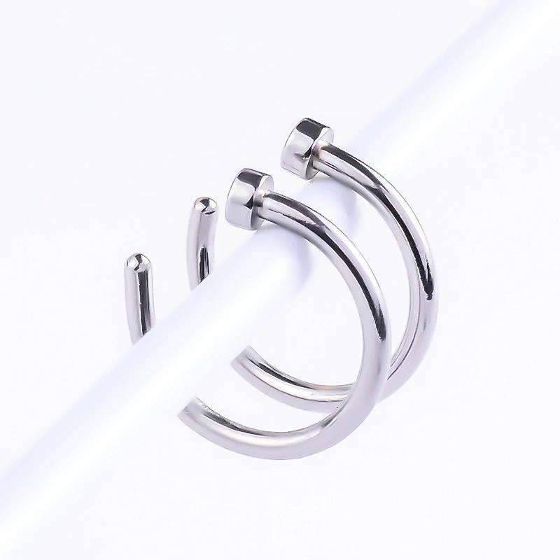 Fake Septum Titanium Nose Ring And Body Clip Hoop Jewelry for Women Body Jewelry Jiang Xiaobin's store silver