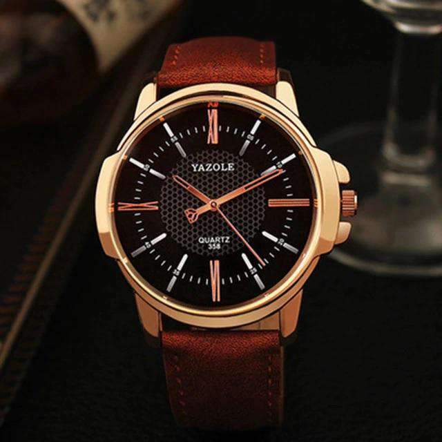 Famous Luxury Fashion Business Quartz Watch For Men Quartz Watches GiftWatch Store Brown Gold Black