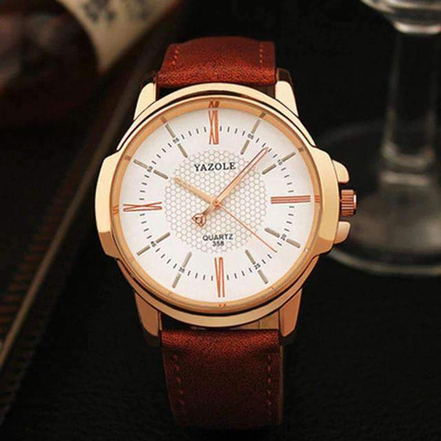 Famous Luxury Fashion Business Quartz Watch For Men Quartz Watches GiftWatch Store Brown Gold White