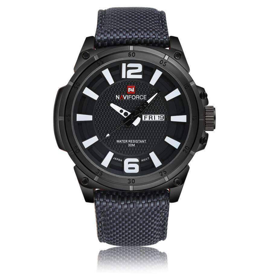 Fashion Casual Canvas Leather Military Men’s Quartz Watch Quartz Watches NAVIFORCE OUTLET Store B W