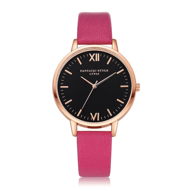 Fashion Casual Rose Gold Simple Leather Women’s Dress Watch Women's Watches 77 Queens Store Rose Red Rose Gold