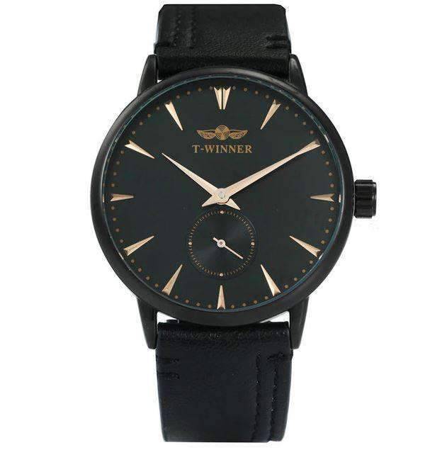 Fashion Casual Ultra Thin Dial Mechanical Watch For Men Mechanical Watches T-WINNER Official Store BLACK BLACK