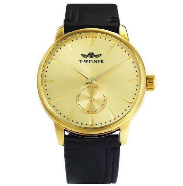 Fashion Casual Ultra Thin Dial Mechanical Watch For Men Mechanical Watches T-WINNER Official Store GOLD GOLD