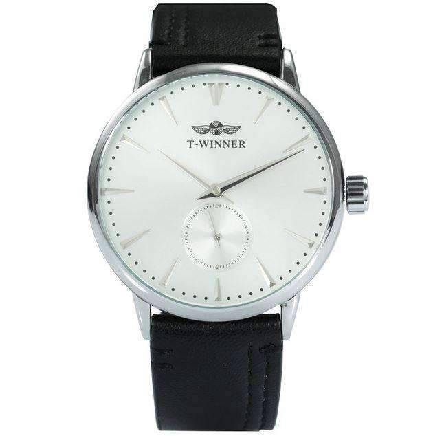 Fashion Casual Ultra Thin Dial Mechanical Watch For Men Mechanical Watches T-WINNER Official Store MF SILVER WHITE