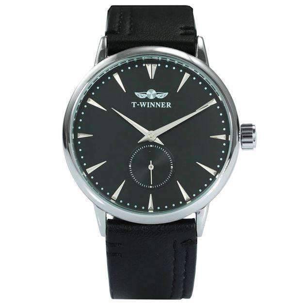 Fashion Casual Ultra Thin Dial Mechanical Watch For Men Mechanical Watches T-WINNER Official Store SILVER BLACK