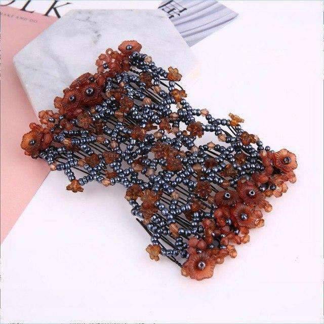 Fashion Double Comb Stretchy Magic Elastic Hair Comb Clip Combs Amor Store Coffee
