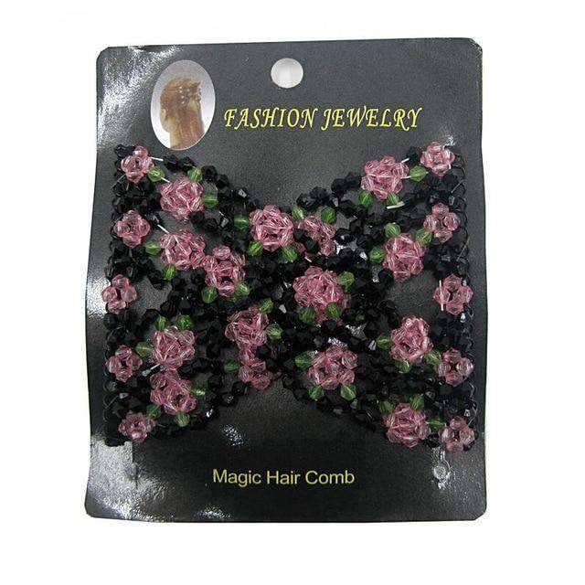 Fashion Double Comb Stretchy Magic Elastic Hair Comb Clip Combs Amor Store Pink