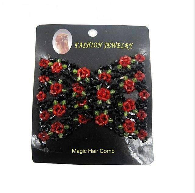 Fashion Double Comb Stretchy Magic Elastic Hair Comb Clip Combs Amor Store Red