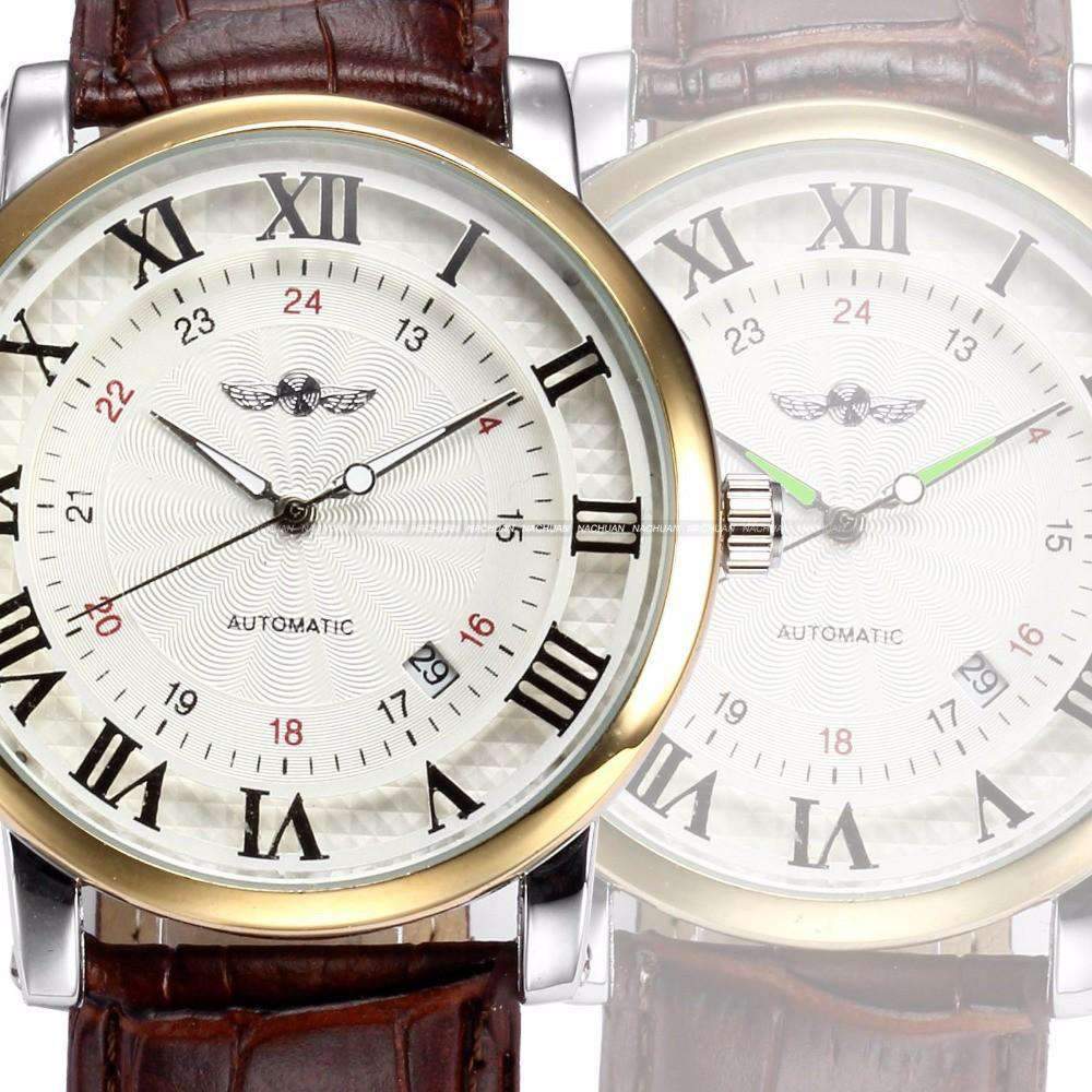 Fashion Gold Self Wind Automatic Mechanical Watch For Men Mechanical Watches Chinese Watch factory