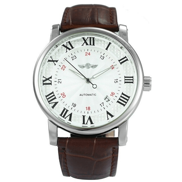 Fashion Gold Self Wind Automatic Mechanical Watch For Men Mechanical Watches Chinese Watch factory silver white