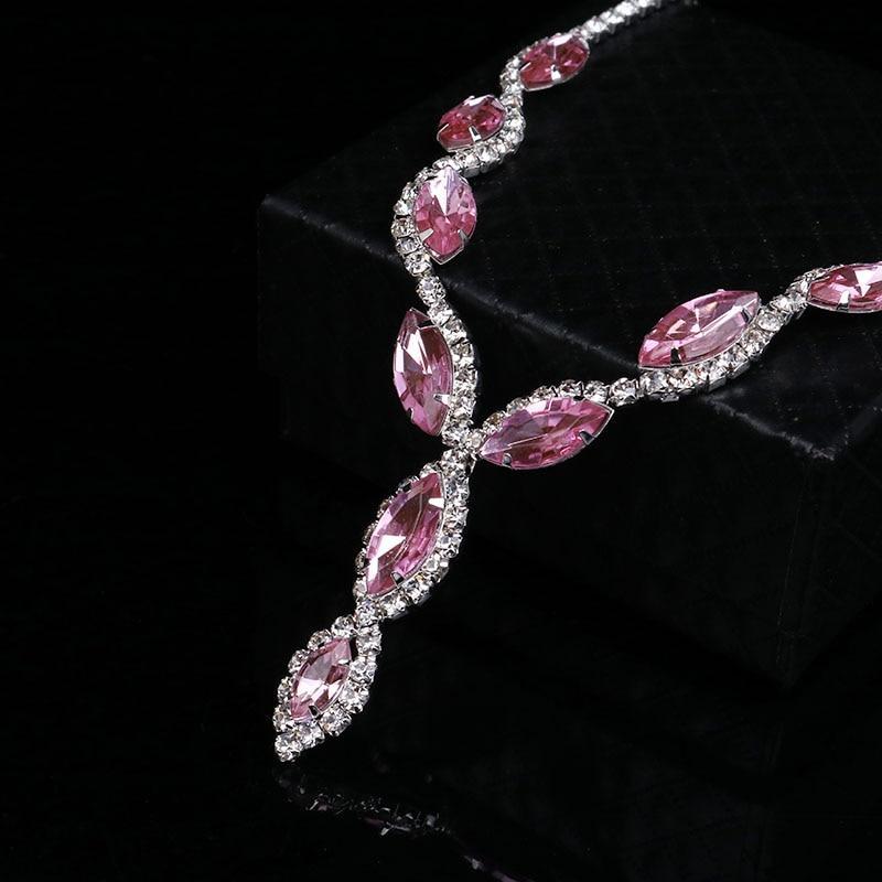 Fashion Leaf Pink Crystal Jewelry Sets Bridal Jewelry Sets Loving You Wedding Store