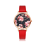 Fashion Leather Strap Rose Gold Women’s Dress Watch Women's Watches 77 Queens Store Red