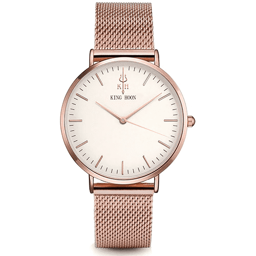 Fashion Luxury Steel Mesh Ultra Thin Dress Watch For Women Women's Watches KING HOON factory Store STEEL ROSE WHITE