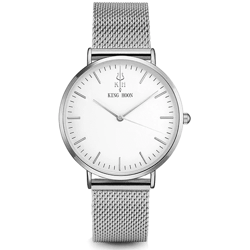 Fashion Luxury Steel Mesh Ultra Thin Dress Watch For Women Women's Watches KING HOON factory Store STEEL SILVER WHITE