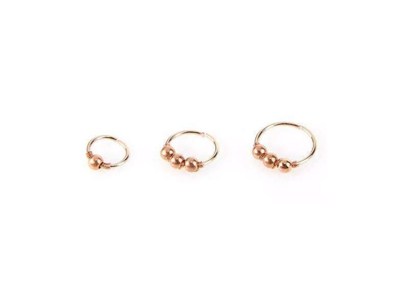 Fashion Retro Round Beads Nose Body Jewelry Rings And Studs For Women Body Jewelry Mybic Store 3Pcs Beads Rose Gold