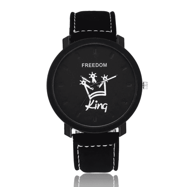 Fashion Sports Leather Band Unisex Anti-shock Lover Watch Lover's Watches jw wristwatches Store King Black Black