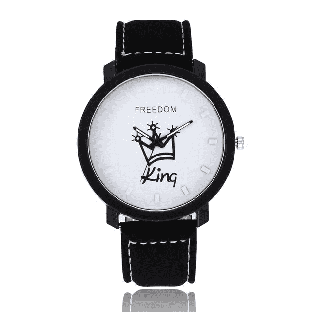 Fashion Sports Leather Band Unisex Anti-shock Lover Watch Lover's Watches jw wristwatches Store King Black white