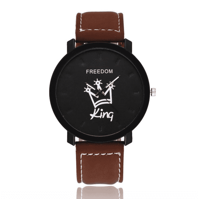 Fashion Sports Leather Band Unisex Anti-shock Lover Watch Lover's Watches jw wristwatches Store King Brown Black