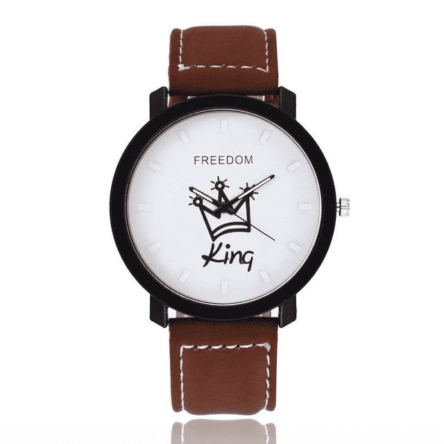 Fashion Sports Leather Band Unisex Anti-shock Lover Watch Lover's Watches jw wristwatches Store King Brown White