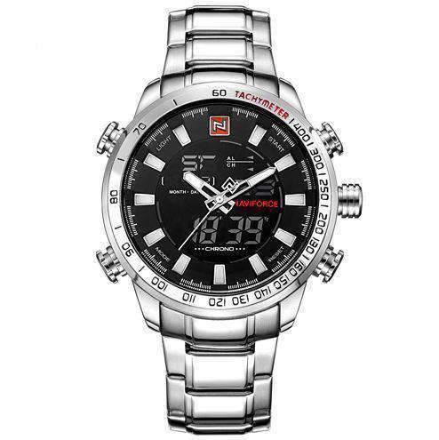 Fashion Stainless Steel Analog Quartz Watch For Men Quartz Watches NAVIFORCE OUTLET Store S-B-W