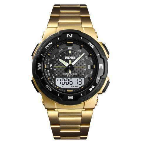 Fashion Stainless Steel Waterproof Quartz Watch For Men Quartz Watches Skmei Outlets Store glod