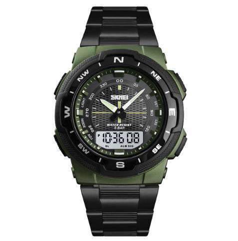 Fashion Stainless Steel Waterproof Quartz Watch For Men Quartz Watches Skmei Outlets Store green