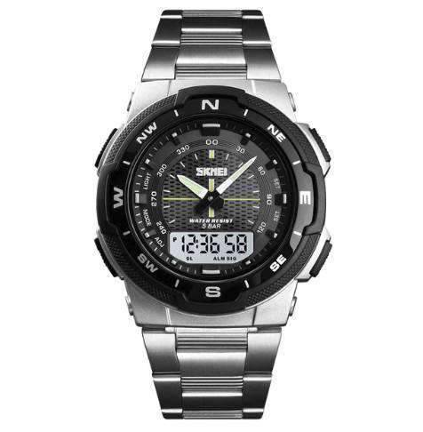 Fashion Stainless Steel Waterproof Quartz Watch For Men Quartz Watches Skmei Outlets Store silver