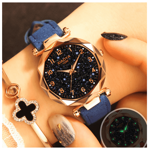 Fashion Star Sky Dial Rose Gold Women's Dress Watch Women's Watches Trendy Watches Store Blue