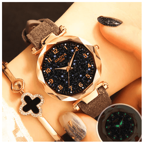 Fashion Star Sky Dial Rose Gold Women's Dress Watch Women's Watches Trendy Watches Store Grey