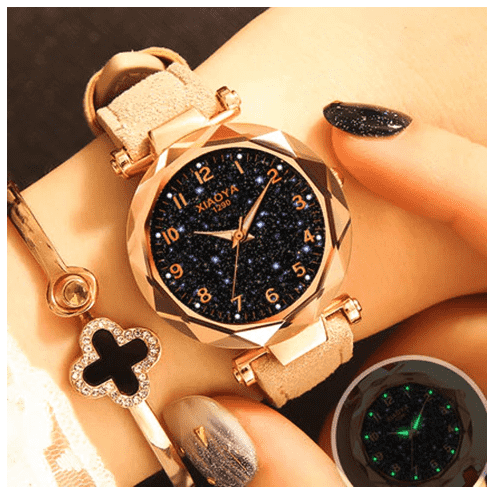 Fashion Star Sky Dial Rose Gold Women's Dress Watch Women's Watches Trendy Watches Store khaki