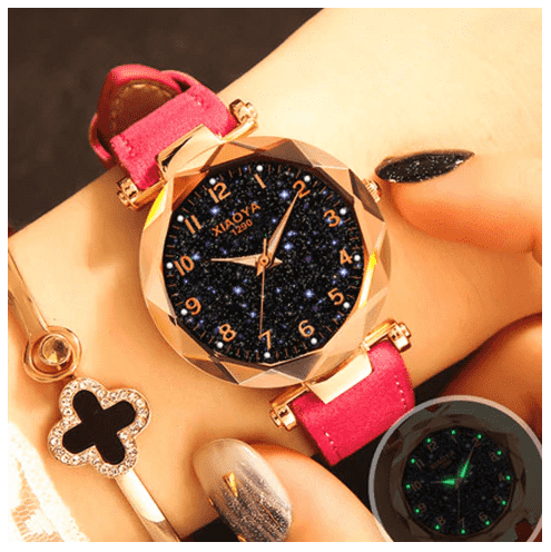 Fashion Star Sky Dial Rose Gold Women's Dress Watch Women's Watches Trendy Watches Store Pink