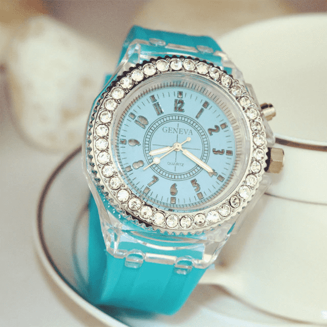 Fashion Tide LED Female Student Luminous Children's Watch Children's Watches Bgg Official Store Sky Blue