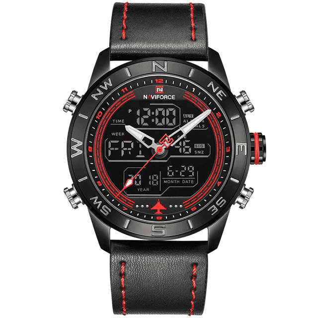 Fashion Waterproof LED Digital Military Men's Quartz Watch Quartz Watches NAVIFORCE Official Store Black Red