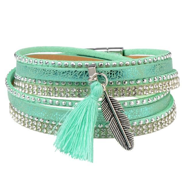 Feather Tree Magnetic Velvet Bracelet Wrap Bracelets Chanfar Official Store green leaf