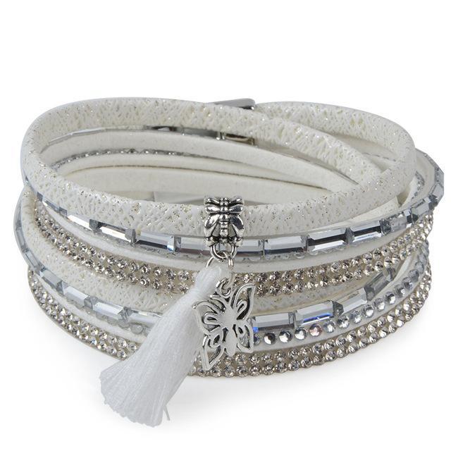 Feather Tree Magnetic Velvet Bracelet Wrap Bracelets Chanfar Official Store grey butterfly