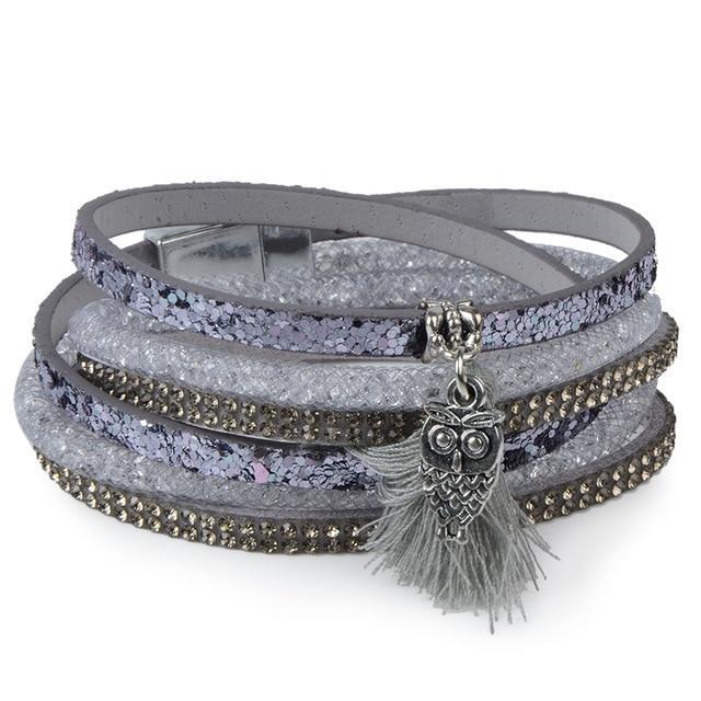 Feather Tree Magnetic Velvet Bracelet Wrap Bracelets Chanfar Official Store grey owl