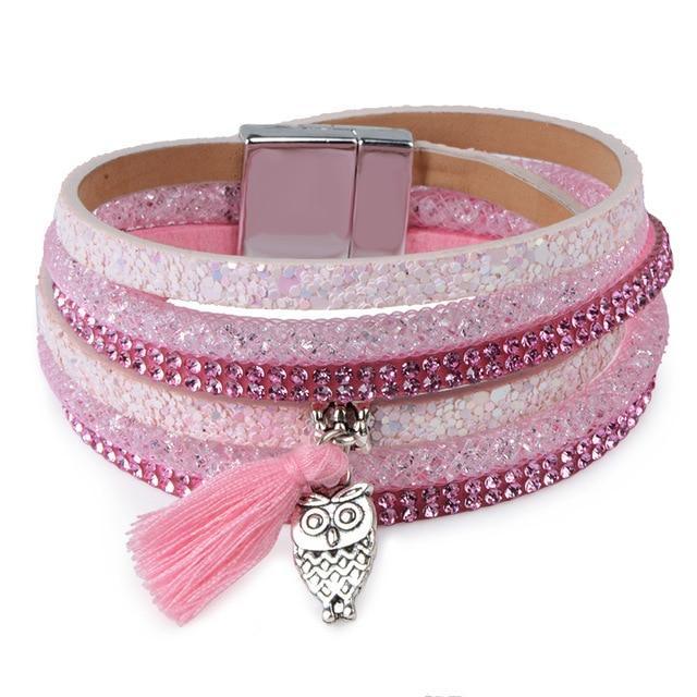 Feather Tree Magnetic Velvet Bracelet Wrap Bracelets Chanfar Official Store pink owl