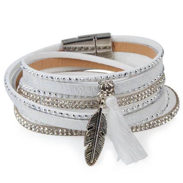 Feather Tree Magnetic Velvet Bracelet Wrap Bracelets Chanfar Official Store white leaf