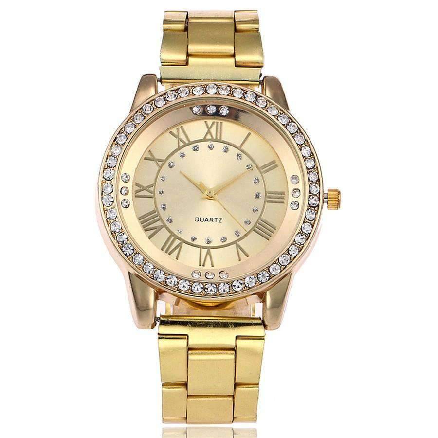 Female Rose Gold Rhinestone Luxury Casual Dress Watch For Women Women's Watches Qstar Watch Store gold