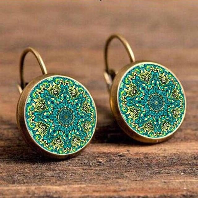 Flower Drop Round Earrings Drop Earrings Crazy Feng Official Store 52