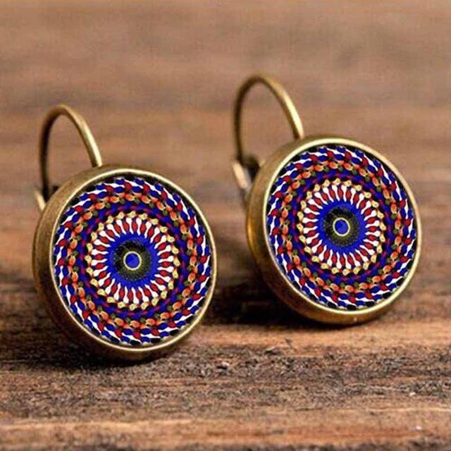 Flower Drop Round Earrings Drop Earrings Crazy Feng Official Store 53