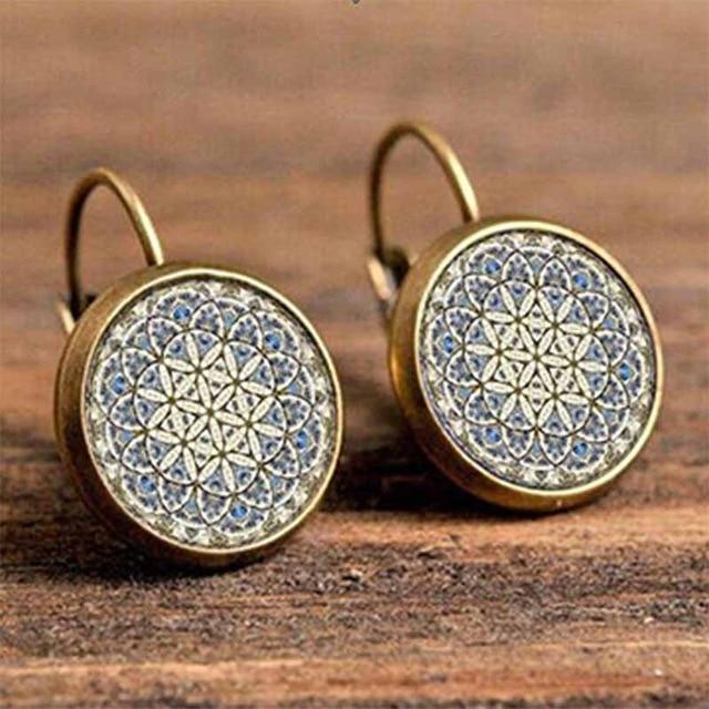 Flower Drop Round Earrings Drop Earrings Crazy Feng Official Store 56