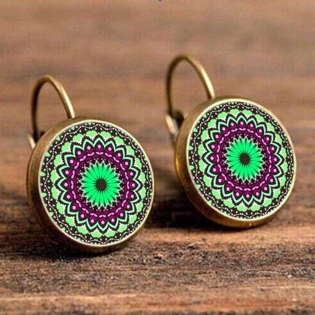 Flower Drop Round Earrings Drop Earrings Crazy Feng Official Store 58